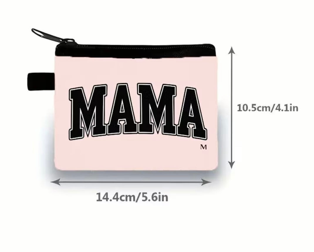 Pink Mama Canvas Mini Coin Wallet - Cute Compact Card & Cash Holder