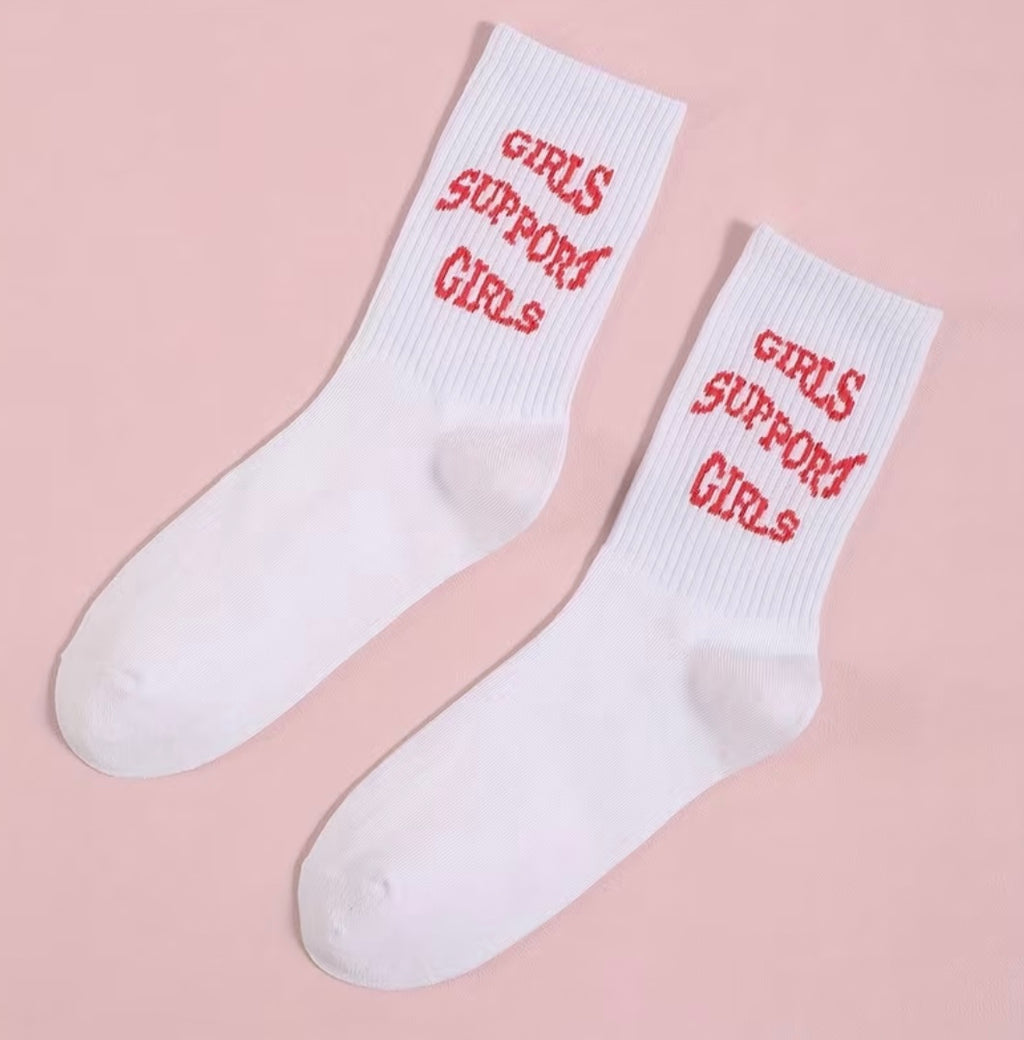 Girls Support Girls Graphic Crew Socks