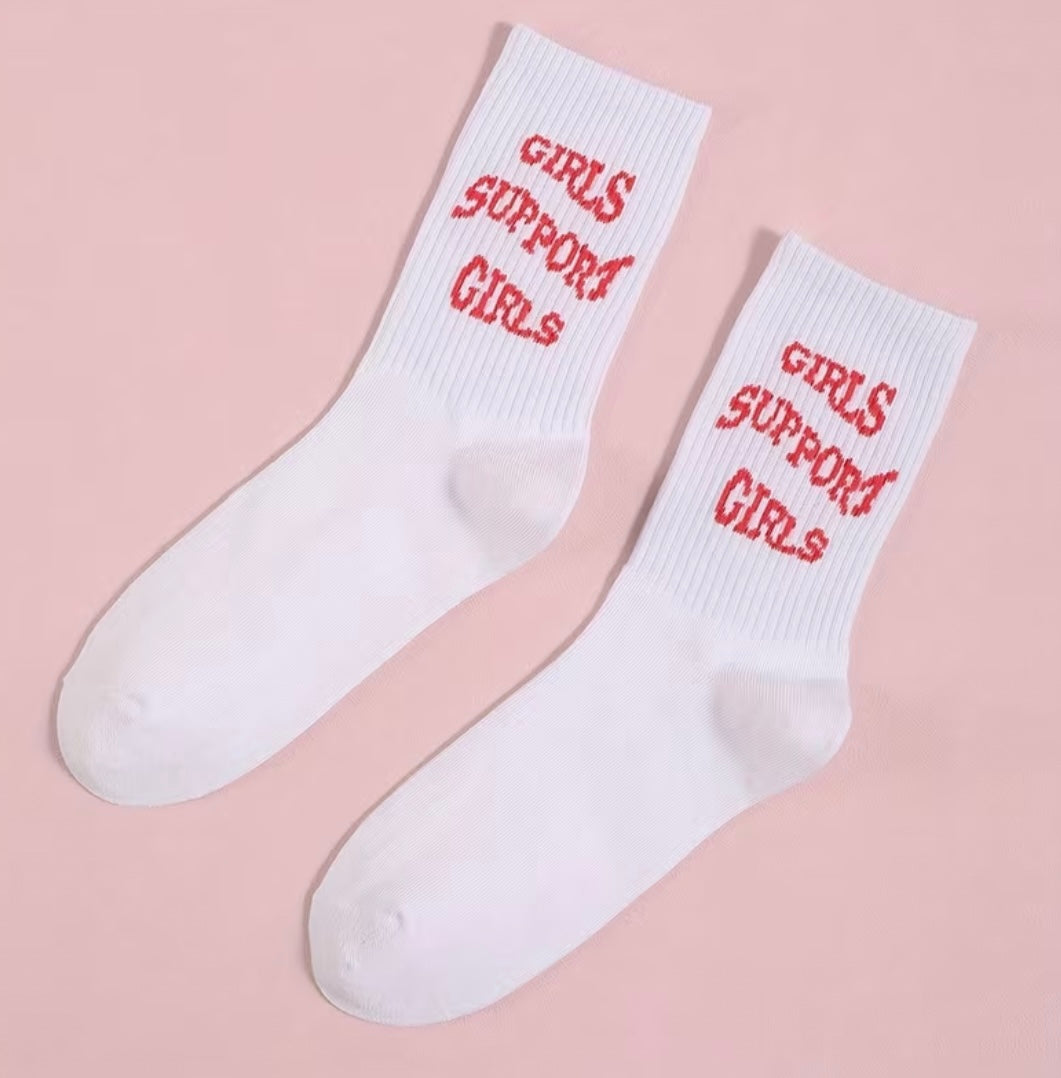 Girls Support Girls Graphic Crew Socks