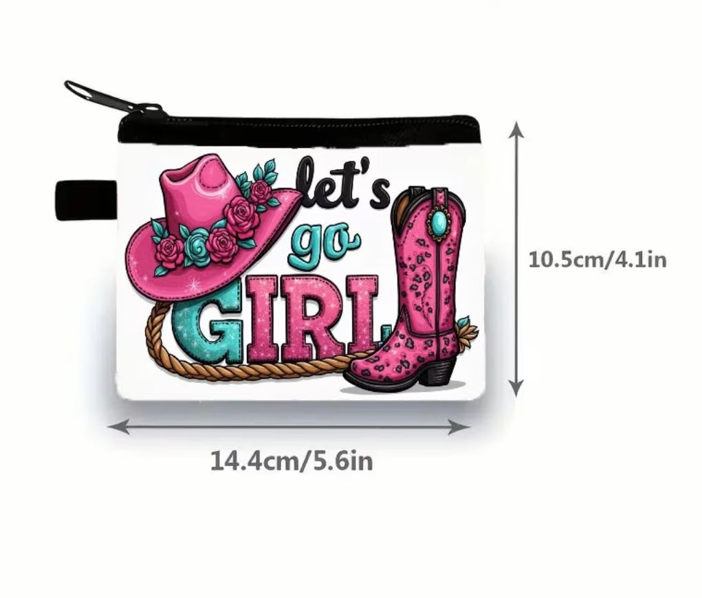 Pink Western Cowgirl - Let's Go Mini Coin Wallet
