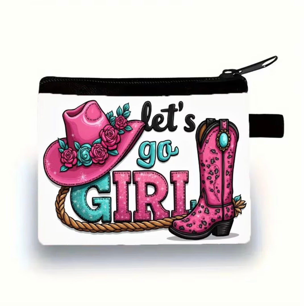 Pink Western Cowgirl - Let's Go Mini Coin Wallet