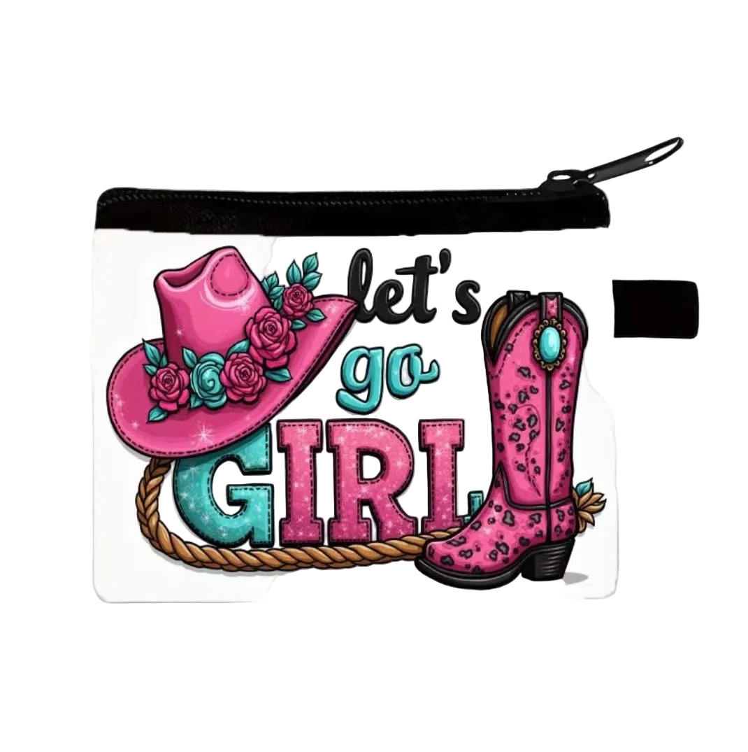 Pink Western Cowgirl - Let's Go Mini Coin Wallet