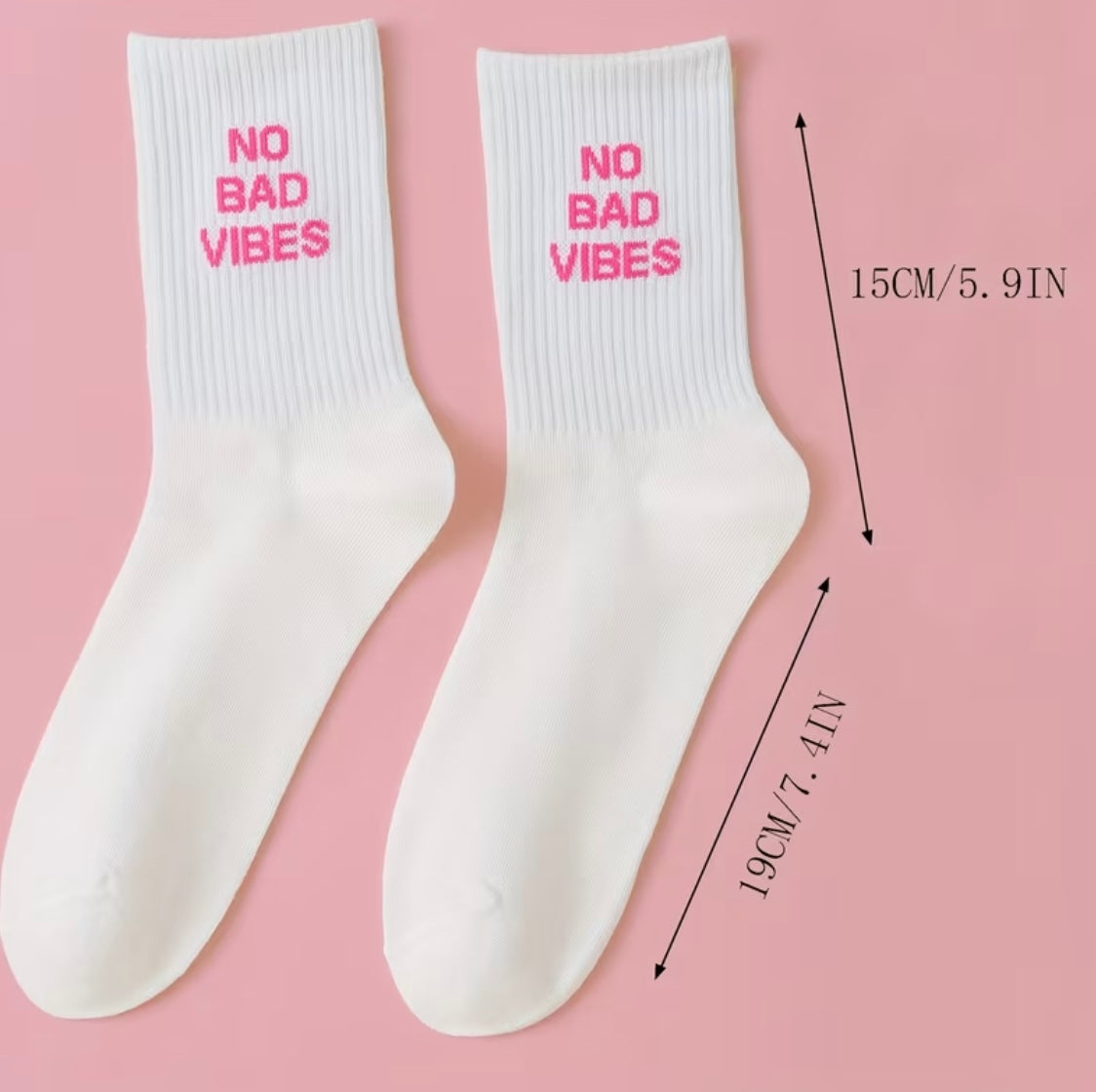 No Bad Vibes Crew Socks