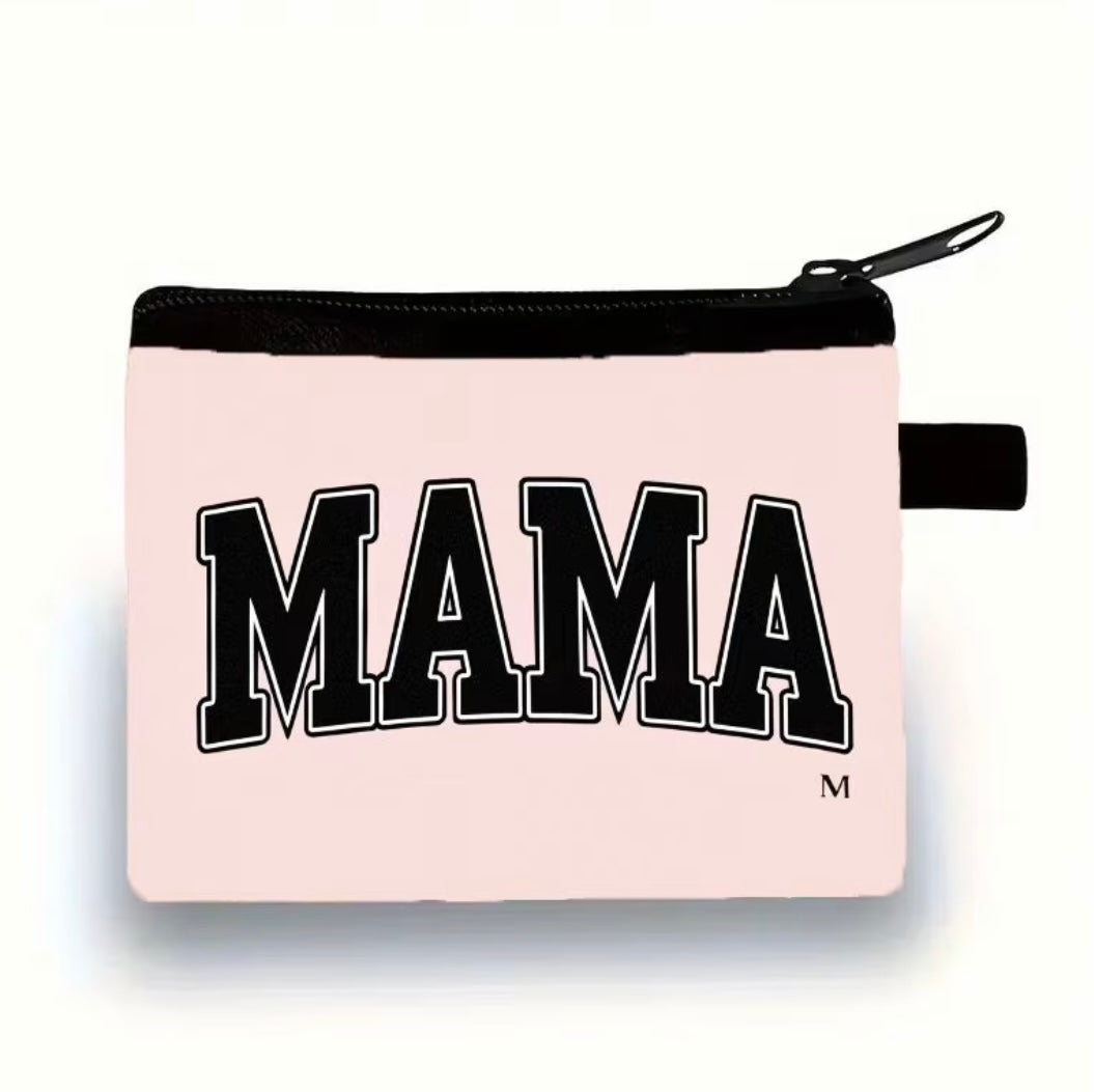Pink Mama Canvas Mini Coin Wallet - Cute Compact Card & Cash Holder