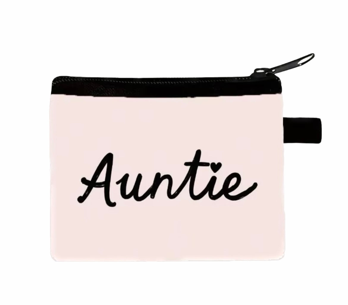Auntie Heart Script Mini Coin Wallet