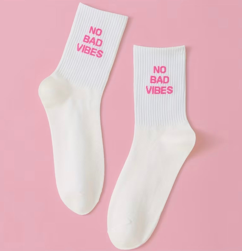 No Bad Vibes Crew Socks
