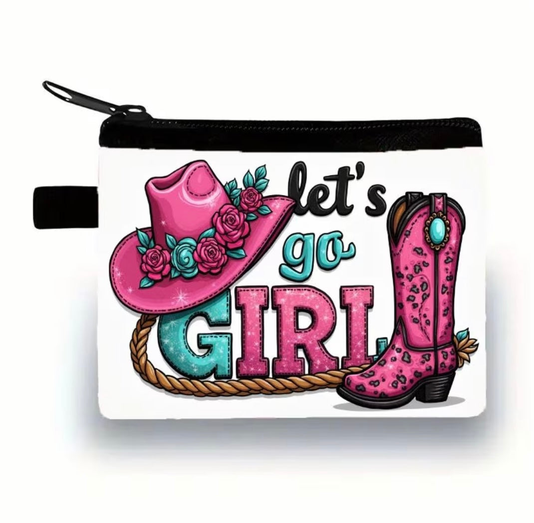 Pink Western Cowgirl - Let's Go Mini Coin Wallet