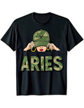 “Aries Queen Zodiac” Black Tee - Camouflage Aries Graphic