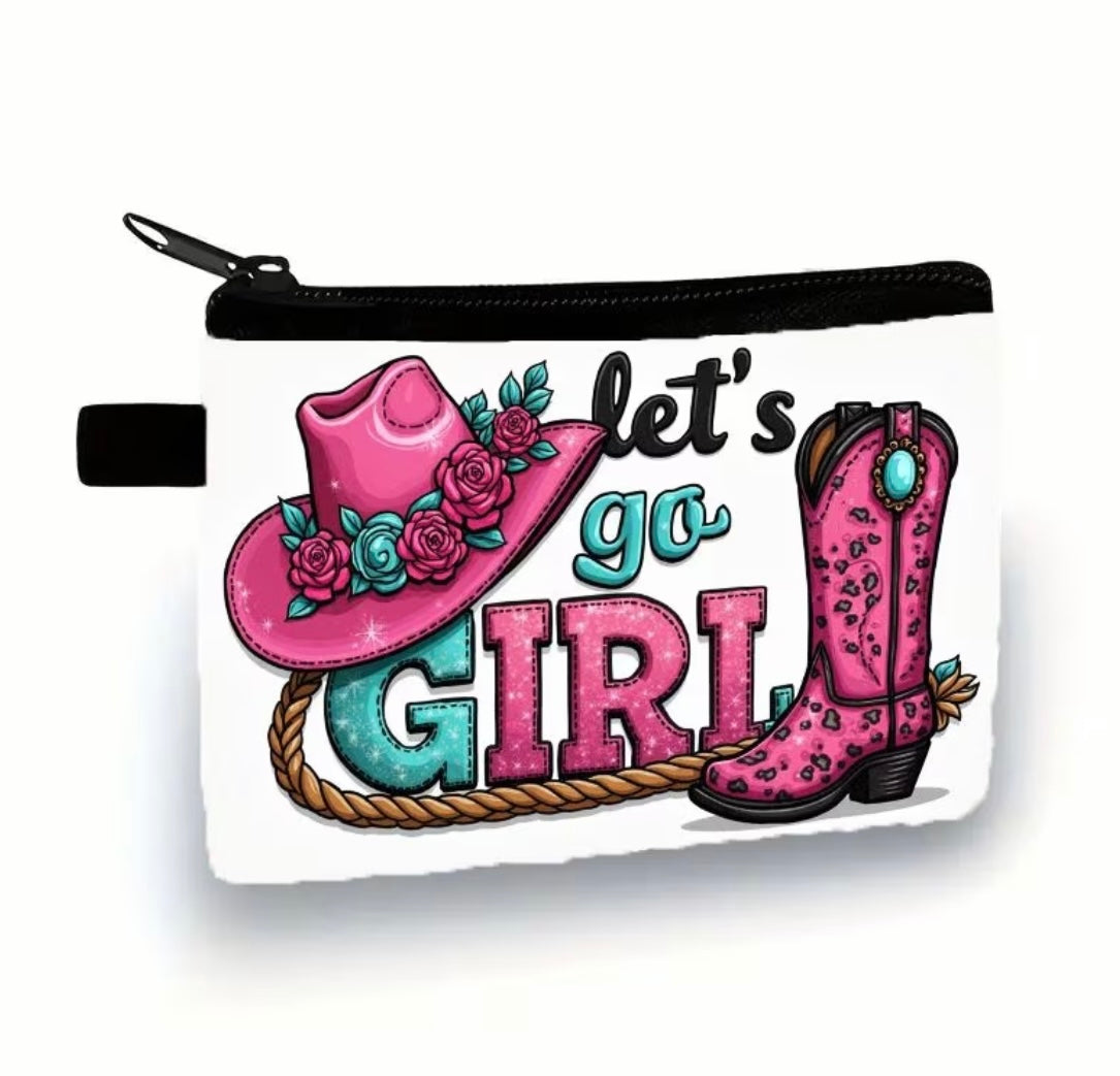 Pink Western Cowgirl - Let's Go Mini Coin Wallet