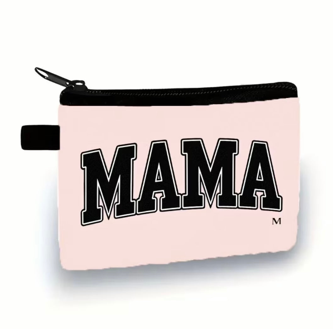 Pink Mama Canvas Mini Coin Wallet - Cute Compact Card & Cash Holder