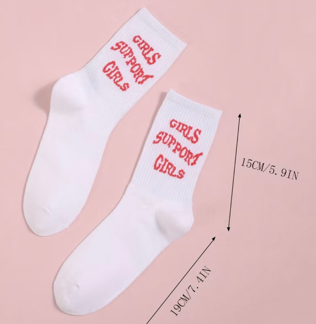 Girls Support Girls Graphic Crew Socks