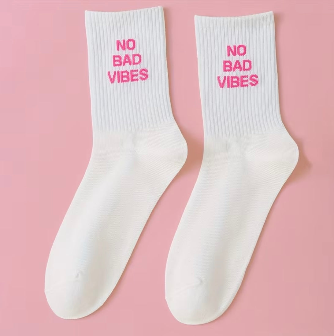 No Bad Vibes Crew Socks