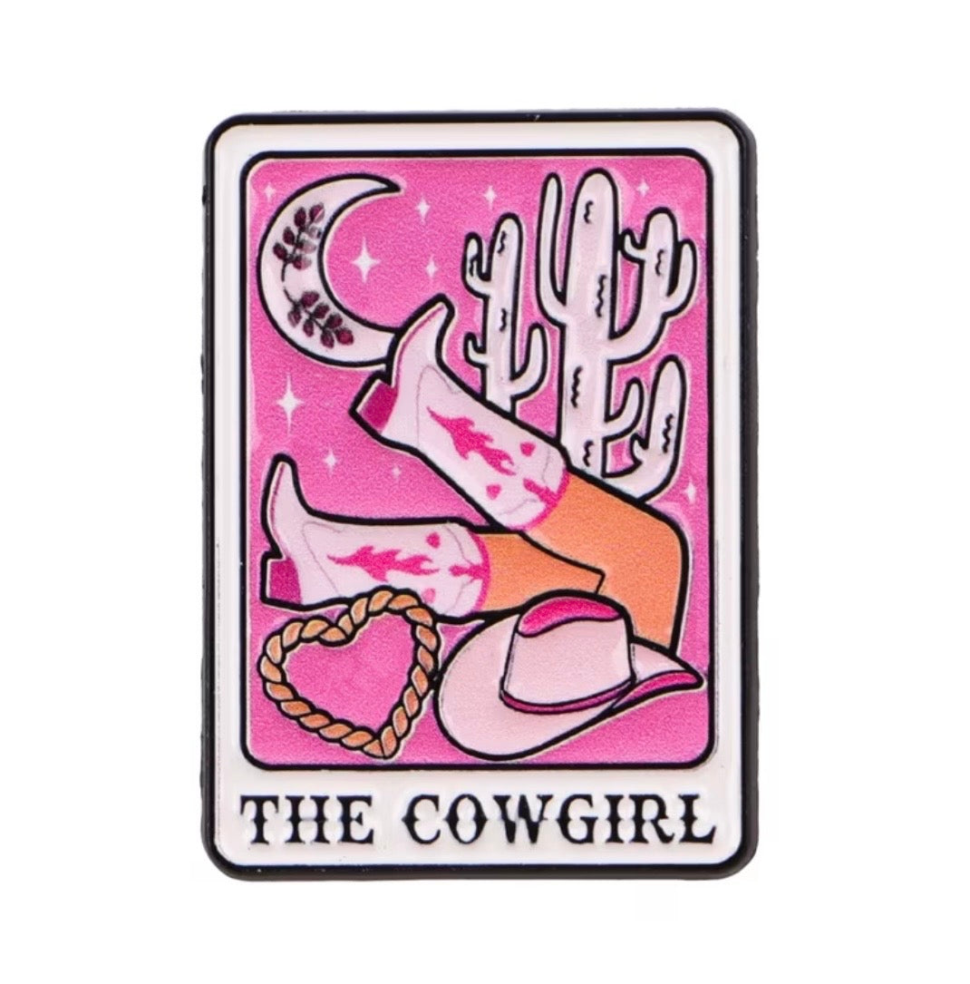 Cosmic Cowgirl Tarot Pin - Western Tarot Card Enamel Pin