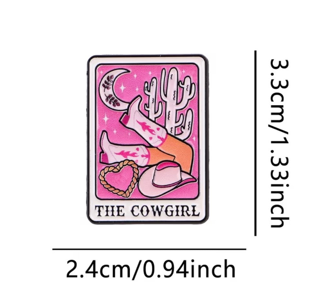 Cosmic Cowgirl Tarot Pin - Western Tarot Card Enamel Pin