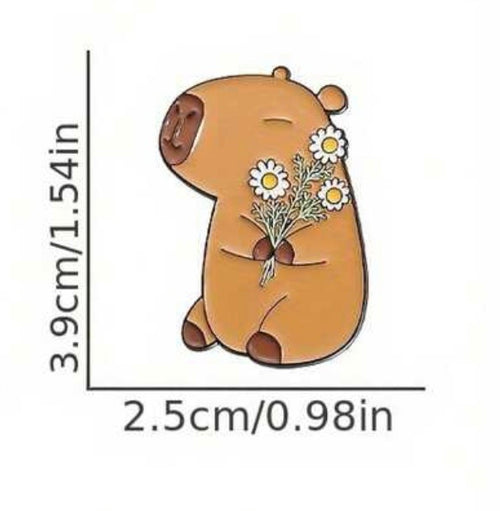 Capybara with flowers enamel pin